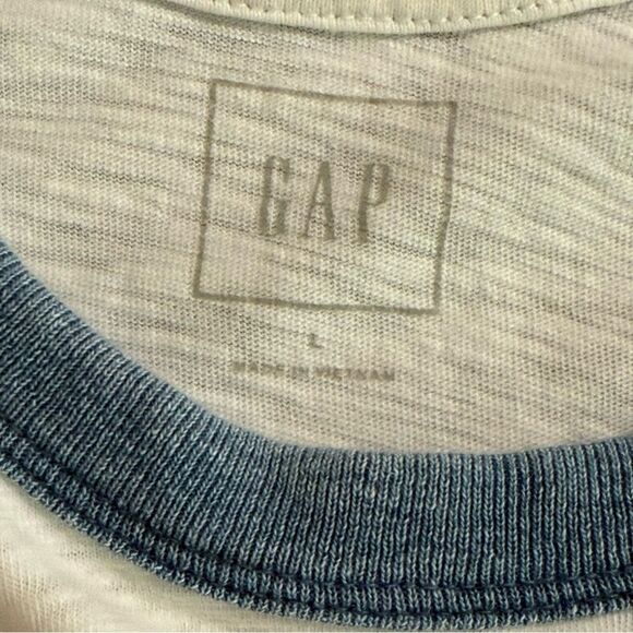 GAP White & Blue Baseball Raglan Long Sleeve Tee Shirt Size Large - Picture 3 of 7